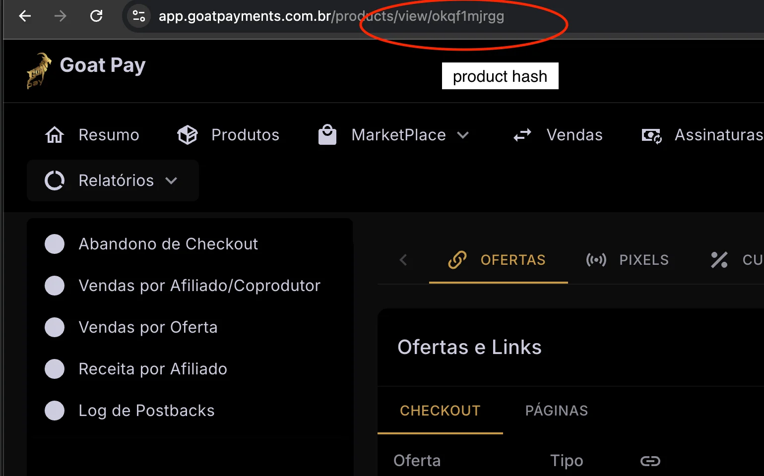 Exemplo Product Hash